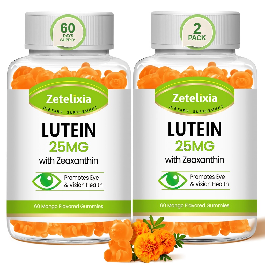 Lutein Gummys 25mg - 成人眼维他命Lutein & Zeaxanthin眼健康补充,Sugar自由眼健康补充 - 支持视觉,Macular,蓝光滤镜(120个计数)