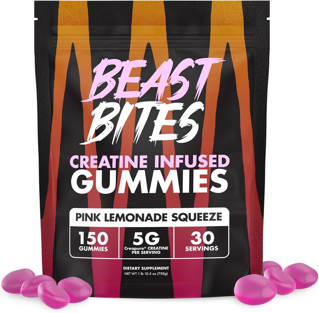 BEAST BITES - 克里塔丁浸泡液 - 5g Creapure Creatine Monohydrate Pervice - NSF体育认证 - 30名服务员
