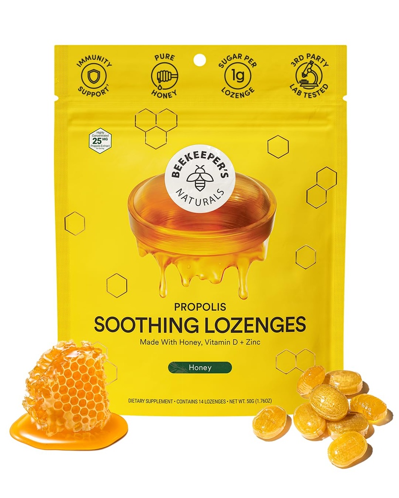 (原始内容存档于2018-09-21). Soothing Honey Cough Drops - 与维生素D,锌和普罗波利斯的免疫支持 - by Bekekeer's Naturals - Throat Soothing Lozenges, 14 Ct.