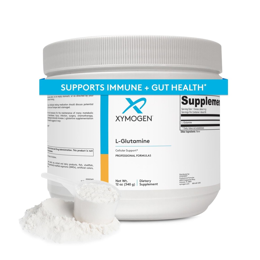 XYMOGEN L-Glutamine 粉末补充剂 - 促进细胞、免疫系统+Gut健康 - 支持肌肉质保留,4000mg L-Glutamine per service (12 oz / 85 services)