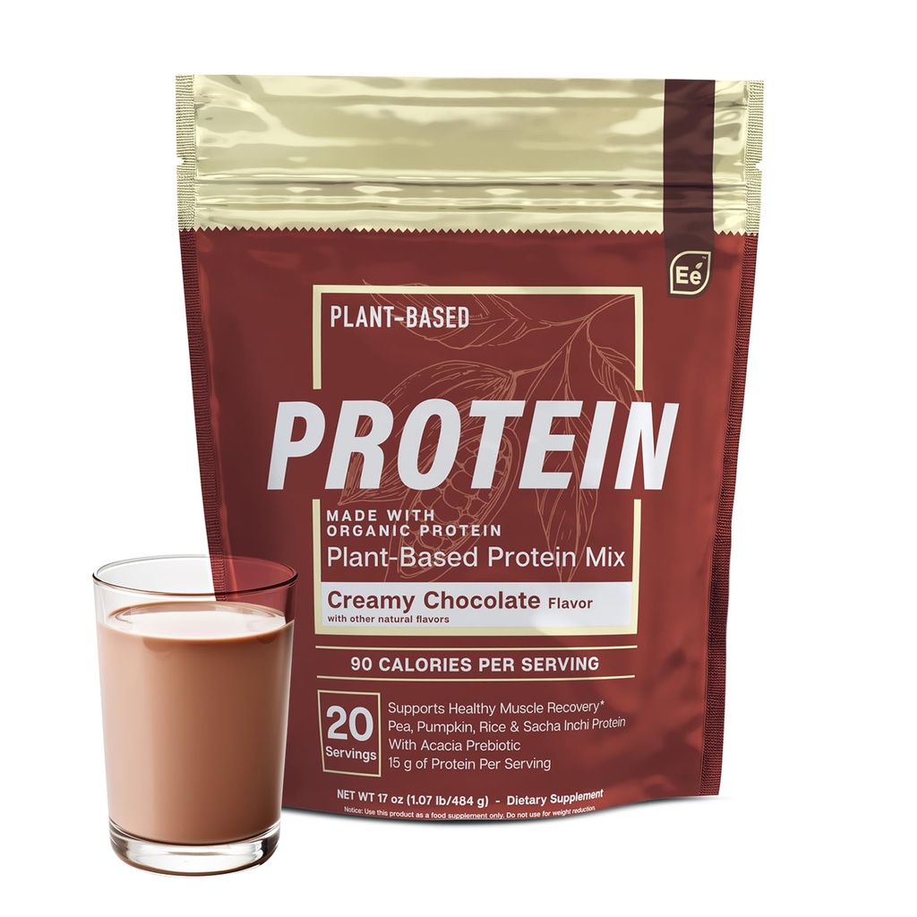 基本元素 Pea蛋白粉 - 奶油巧克力 - 低碳基植物 Vegan Blend - Keto - Friendly and Gluten - Free - 20 services, 17 oz