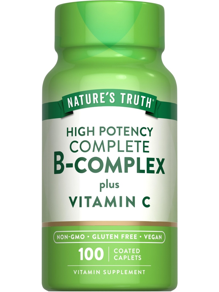 大自然的真理维生素B 复合体+维生素C + 100卡普莱特 + Vegan, Non-GMO & Gluten 免费补充品
