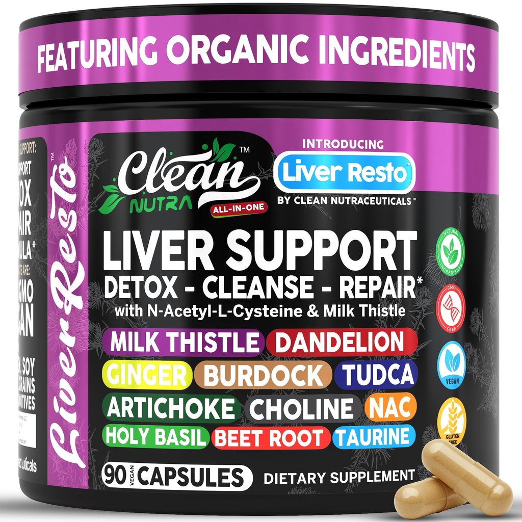 清真营养素 Liver Cleanse Detox & Reference + NAC, TUDCA, Dandelion Root, Artichoke, Choline, 姜, Beet Root, Burdock, 陶林, Liver 支持 90 Capsules
