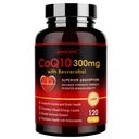 ZEBORA CoQ10-300mg 与Trans-Resveratrol,PQQ & Vitamin E - 高吸收Coenzyme-Q10 与BioPerine - 强大的抗氧化剂用于心脏和能量生产,120 Veggie Capsules