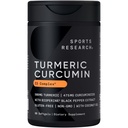 运动研究 Turmeric Crucumin C3 复合体 500 mg, 增强型和黑辣椒及有机椰油以更好地吸收; 非GMO和Gluten Free - 标准化的95% Crucuminoids (60 Count Softgels)