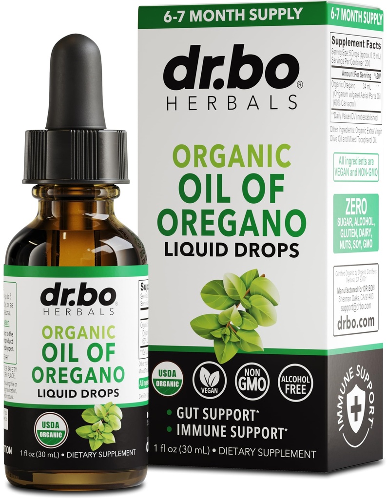 Oregano Oil Organio 有机液体滴 - 供应 Oregano Organo Organio Organio Organio Organio 有机石油 液滴 Tincture 提取,清洁,解毒,免疫支持,消化性古特健康 - 纯 Vegan Non-GMO 草药 Tincture 1 oz