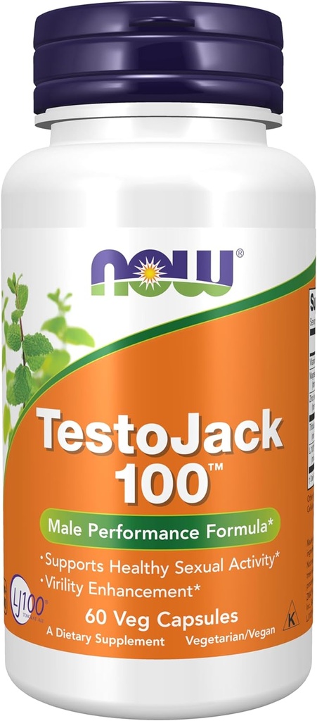 Now Foods Supplements, Testo JackTM 100 with LJ100®, Tongkat Ali (Eurycoma longifolia), Tribulus 和 ZMA®, 60 Veg Capsules 的强大标准化摘录