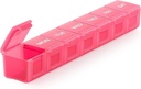 Sukuos Extra Lige Weekly Pill Organizationer, 7日每日Pill Box 关节炎病例 友好的丝绸屏幕印刷药品容器,配有维生素、鱼油或补充剂的清液(Pink)
