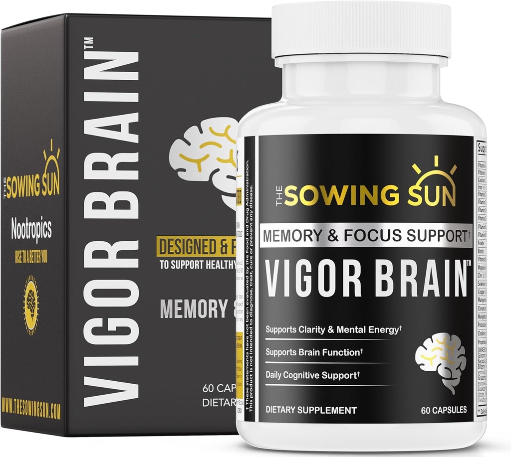 Vigor Brain Premium Nootropic 补编 – 浓度,大脑和记忆支持 – 配以40种独特的Nootropic 成份: DMAE, Choline, Phosphatidylserine, Bacopa Monnier & Huperzine A (1)