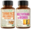 Turmeric Supplement和 Ginger Root 联合支助补编和完整的妇女多种维生素