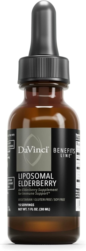 DAVINCI Labs Liposomal Elderberry -- -- 健康肺、喉咙和西努斯的免疫辅助剂* -- -- 配有GederCraft European Black Elderberry 提取剂 -- -- 无糖 -- -- 蔬菜 -- -- 30毫升,15名服务员