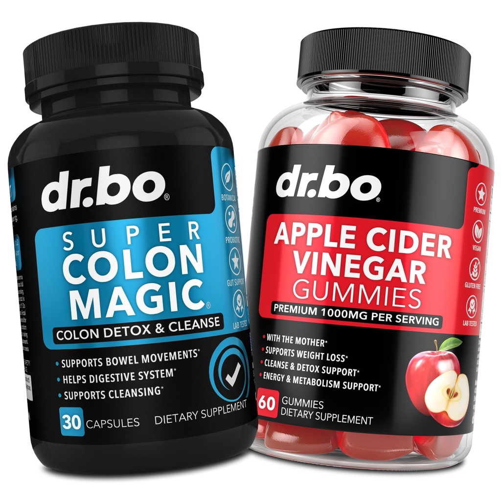 Colon Cleanser Detox & ACV Apple Cider Vinegar Gummys - 15 Day Colon Clean Cleanse Pills Flush & Probiotic & ACV Gummys 补充 - 肠胃Bowel运动补充 Bloating Gut 支持