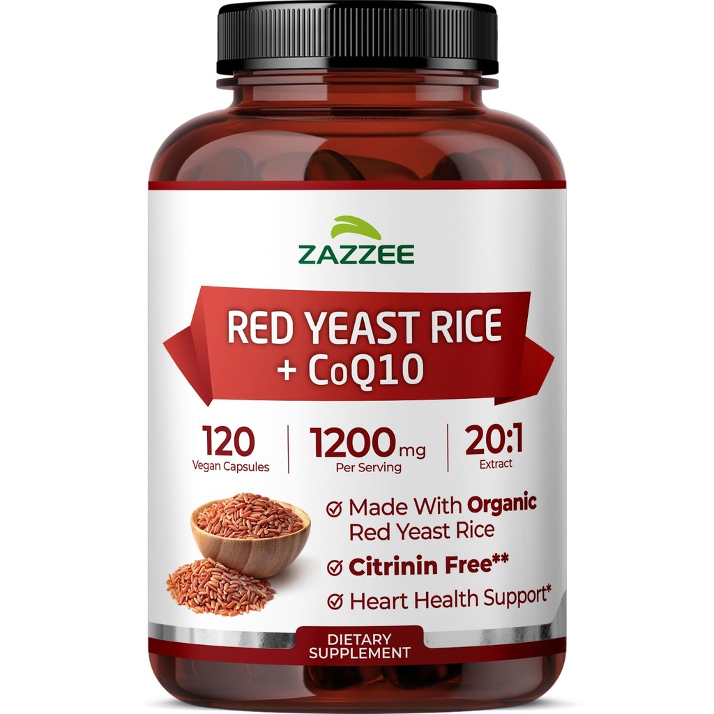 配有 CoQ10 - 20X 的超强红酵母水稻 配有 Niacin CoQ 10 的1200mg 红酵母水稻补充剂和 增强吸收的生物母水稻 - 非 GMO Vegan & ISO 实验室测试(75 服务)