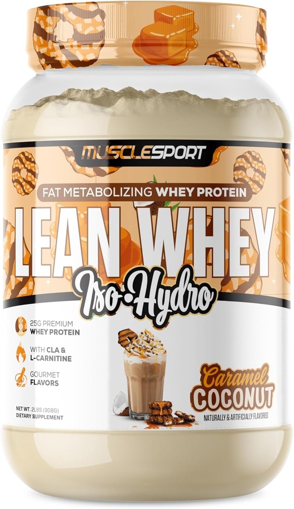 肌肉运动 Lean Whey革命TM 蛋白质粉 - Whey 蛋白质隔热 - 低卡罗里,低碳,低脂肪,不可思议的火焰 - 25g 蛋白质/Scoop(2LB,椰子焦糖)