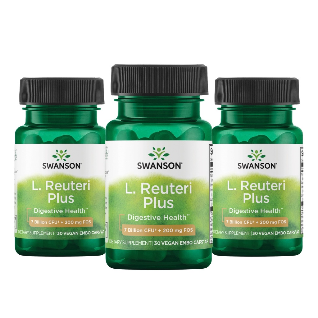 Swanson L. Reuteri Probiotic Plus w/L. Rhamnosus L. Acidophilus & FOS 预生消化支持 - 促进Gut Health w/ 7亿 CCFU per Capsule - (30 Vegie Capsules)(3包)