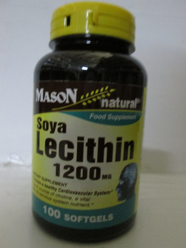 MASON NATURAL Lecithin 1200 mg - 健康心血管系统,促进肝脏和生殖健康,100软胶