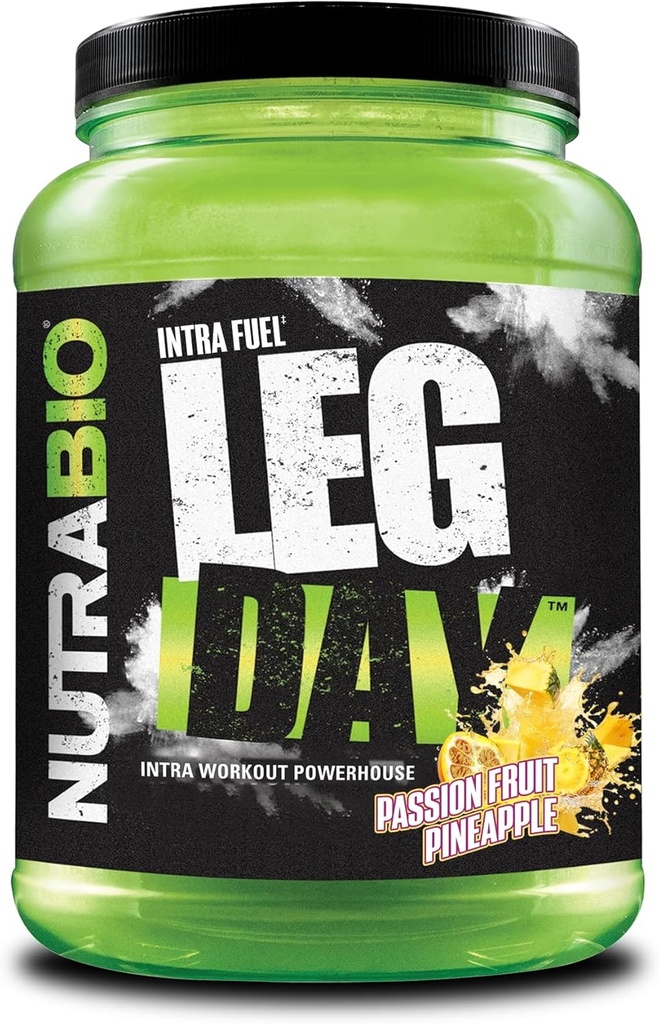 NutraBio Legday Intra Workout Powder – 配有集群Dextrin & Electrolytes的先进卡布补充剂 – 配有EAAs/BCAAs的卡布粉 – Cyclic Dextrin 用于性能 – Passion 水果菠萝,20 服务