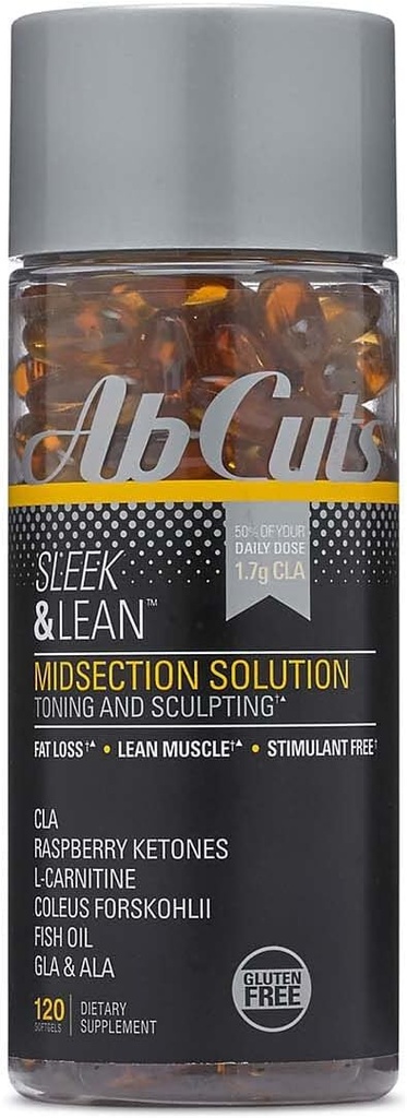 Sleek和Lean - 120 易吞软胶 - CLA补充剂,鱼油,法拉士籽油,L-Carnitine - 帮助增加抗氧化剂供应