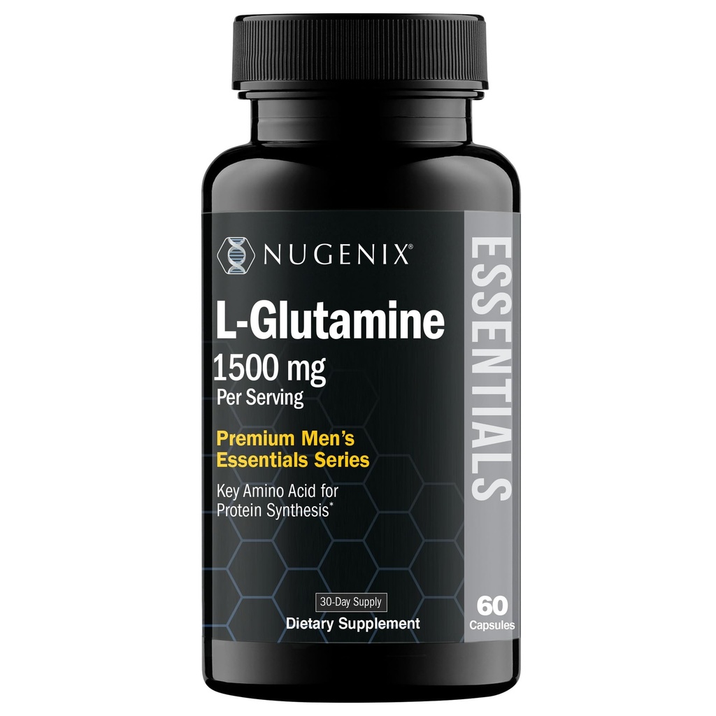Nugenix 基本素 L-Glutamine, 1500mg 100% 植物学 L-Glutamine 氨基酸,蛋白质合成,支持细胞功能, 60 Capsules