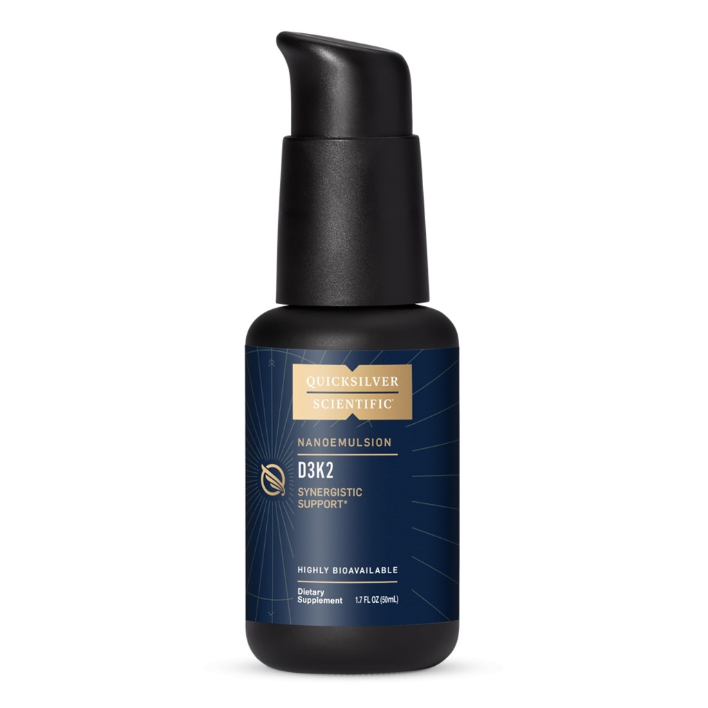 快速银科学 Nanoemulized D3K2 - 乳化液体维生素D3 + K2 MK7 Liposomal 心脏补充剂,骨质健康+免疫支持 - 增强吸收的生物活性2500IU (1.7oz/50ml)