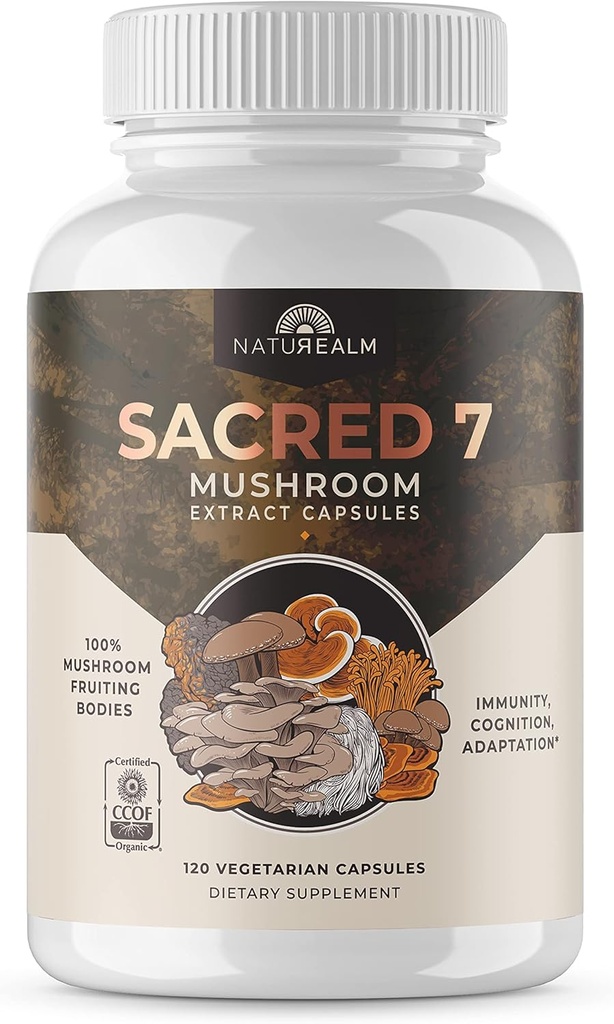 Natalm Santial 7 咖啡有机蘑菇粉 - Premium Mushrom Supplement with Lions Mane, Reishi, Chaga - USDA 有机每日井泡(120 Counter (Pack of 1), Santial 7)