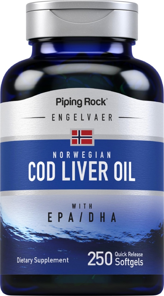 (原始内容存档于2018-09-29). Piping Rock Cod Liver Oil Softgels | 250 Count | 与 EPA DHA | Engelvaer 挪威 | Non-GMO, Gluten Free Supplement.