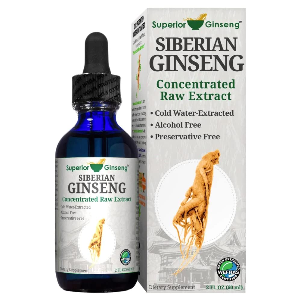 西伯利亚金森根提取法 - 有机成份和无酒精 - 2oz - 专利冷氟矿物水提取法 - 适应剂 - 对人和宠物的免疫支持
