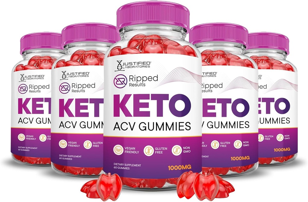 合理实验室(5 Pack ripped Results Keto ACV Gummys 高级公式 1000MG ripped Results 配以石榴蜂蜜汁粉 B12 Vegan 非 GMO 300 Gummys 配制)