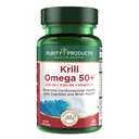 纯度产品Krill Omega 50(Krill + Fish Oil Blend 1000mg + Astaxanthin 500mcg + Phospolipids 200mg + 维生素D 500 IU) - 60 小型软胶