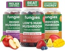 蘑菇 Gummy 3-Pack Bundle、狮子的马恩、Cordyceps和Reishi Gummys供成年人使用 -- -- 蘑菇Gummys支持脑健康、Gut健康、能源和日常健康 -- -- 180种服务