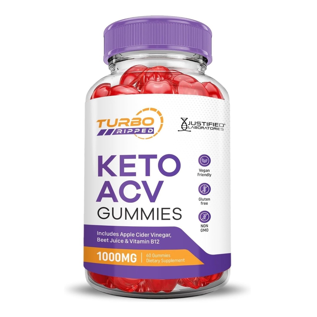 合理实验室 Turbo Ript Keto ACV Gummys 高级公式 1000MG Turbo Ript Keto Gummys Apple Cider Vinegar 与石榴蜜蜂汁粉 B12 Vegan Non GMO 60 Gummys 配制.