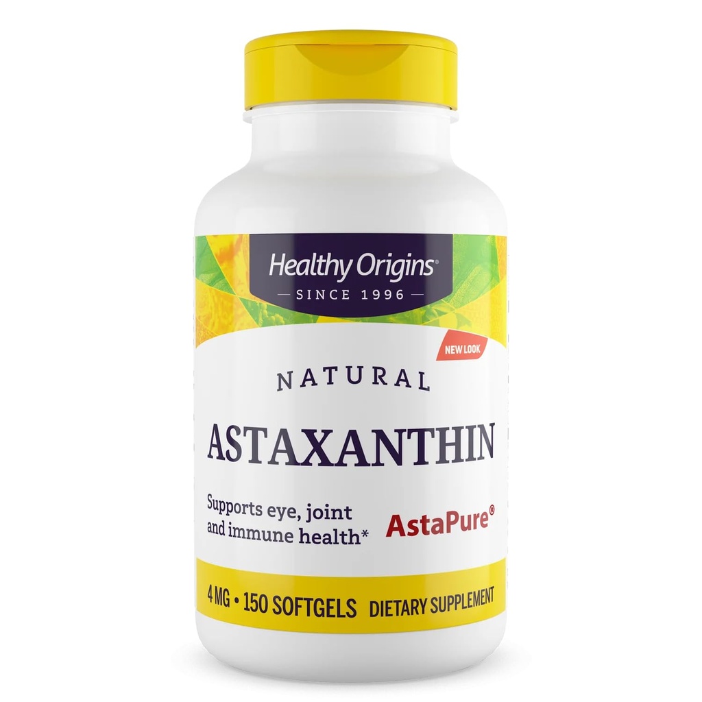 健康原产地 Astaxanthin 4 mg(自然、Astapure、非GMO、Gluten Free、眼睛支持、联合支持、免疫支持),150软胶