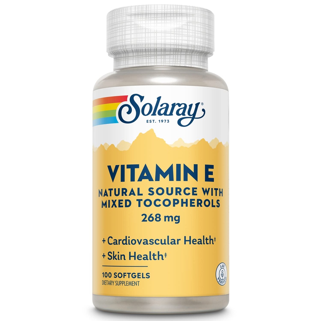 SOLARAY 维生素E d-Alpha Tocopherol 268mg(400 IU) |心与皮肤健康,抗氧化剂活动支持 |100ct