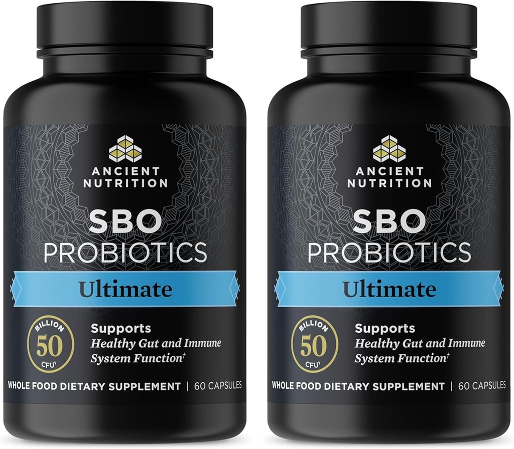 古代营养原生素,SBO Probiotics 最高50亿CFUS*/服务、消化和免疫支持,Gluten Free,Ancient Superfoods Blend,Shrink-Wrapped 60 Capsules(2包)