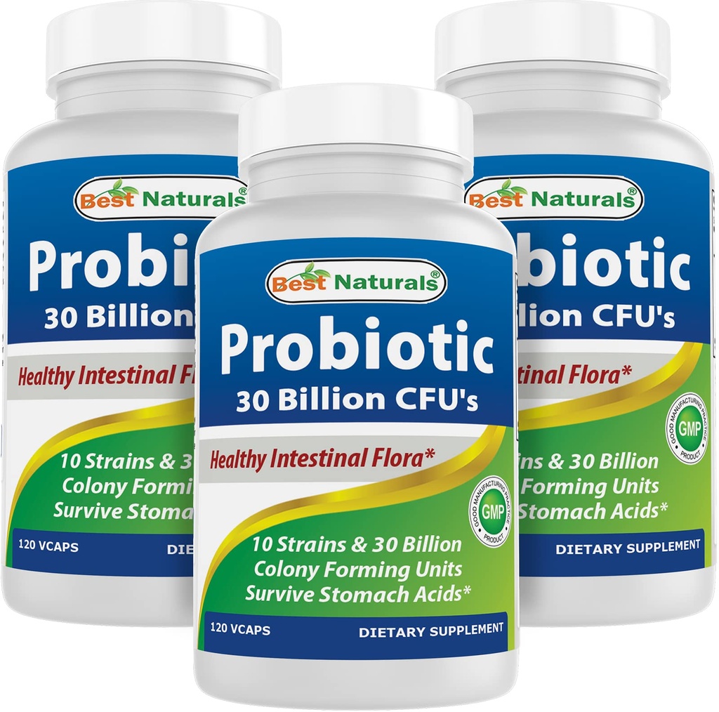Best Naturals Probiotic 10 Strains 30亿大陆架 稳定 120 Veggie Caps (120 Counter (Pack of 3)).