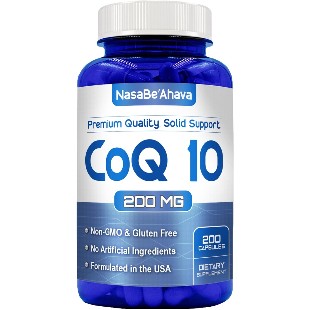 CoQ10 200mg Capsules QQ Vegan 友好型Coenzyme Q10 200mg 来自易吸收Ubiquinone 补充 皮肤心脏和能量支持 QQ 在美国制造的 CGMP 设施(200 服务)