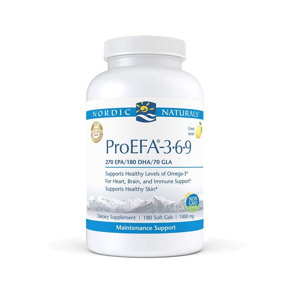 北欧自然公司ProEFA-3-6-9,柠檬火焰 - 180 软宝石 - 565 mg Omega-3 - EPA & DHA 配有添加的GLA - 健康皮肤,认知,和正模 - 非GMO - 90 服务
