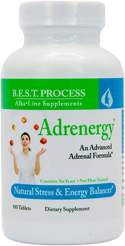 Adrenergy(12 Pack) 最佳工艺 Alkaline——天然肾上腺素支持与肾上腺提取,适配体,维生素和矿物