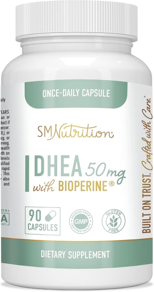 DHEA 50mg 支持Hormone平衡与能源 3-Month 供给 3-Month 男女健康老化支持补充 QQ无糖、蔬菜、非GMO 第三方测试 90 Capsules Per Bottle