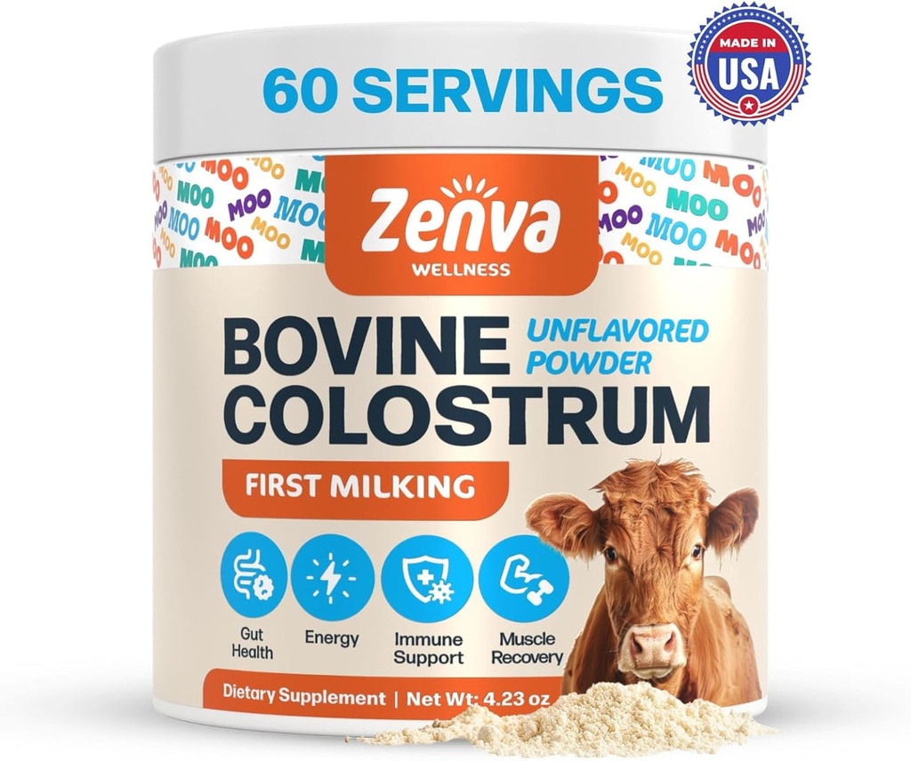 Colostrum 补充 Bovine Colostrum 供人类使用 100% 纯草美食 超谷健康与免疫支持 50% IgG, 不受欢迎, Calostro Bovino para Armatos 60 服务粉