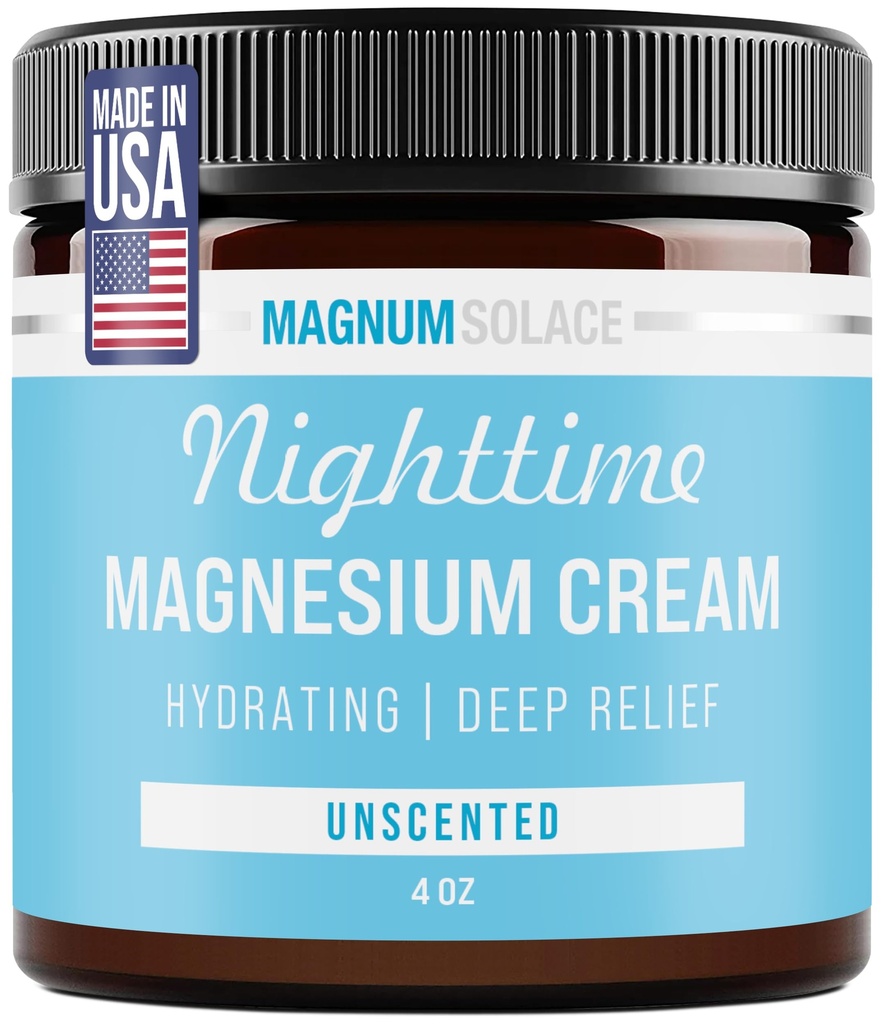 Magnum Solace Magneium Lotion – 水化夜凝胶应用到腿部,手臂或胸部 - 主题氯化物 美国制造,儿童安全(未加入)