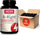Jarrow公式 B-Right,Optimized B Complex Feating Vit B1,B2,B5,B6,B12和B9支持细胞能量,Immune健康和应激调控 100 Veggie Caps,最多100天供应,包装12