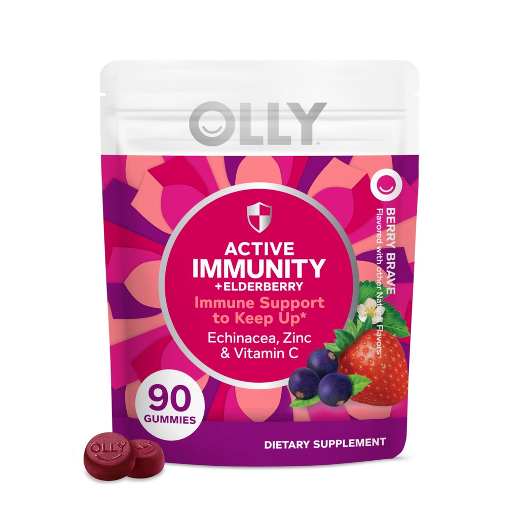 OLLY 豁免Gummy, 免疫支持, 长老莓, 锌, 维生素C, 补充, Berry - 90