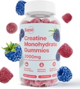 用于男女的克里丁单水合物Gummys - 高纯度酸蓝树莓-可口的Creatine Infused Gummy for Muscle Force & Energy Boost,生物可用工作前补充
