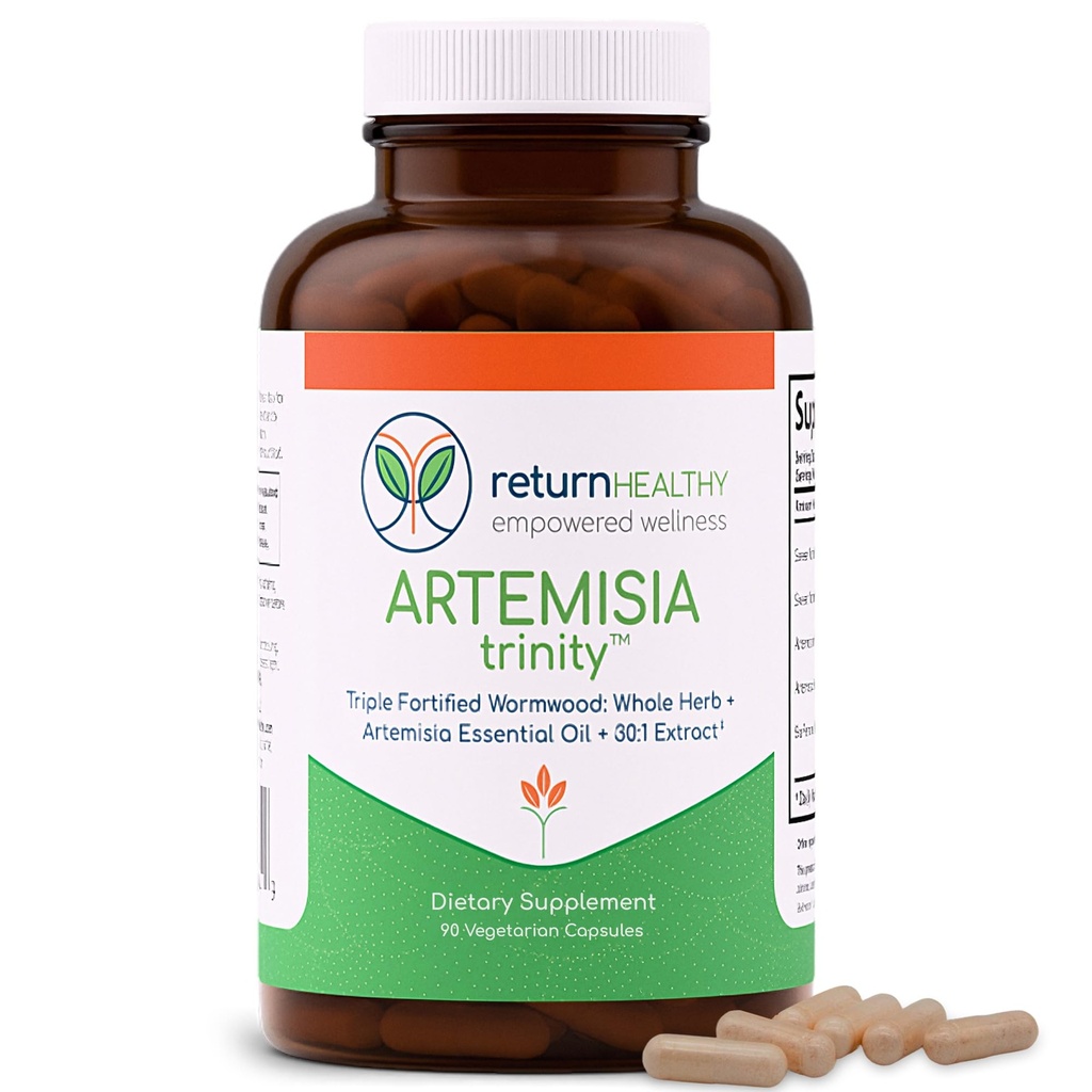 Artemisia Trinity QQ 使用 Wormwood Herb & Artemisinin 30:1 摘录 QQ 抵抗和消化支持 QQ 草药补充 |纯,植物基,90 Caps