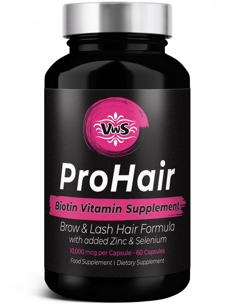 VWS 生物素 10,000 mcg 饮食补充 w/Zinc & Selenium 用于促进鞭毛生长,加强钉子和男女健康皮肤,60 Vegan Capsules