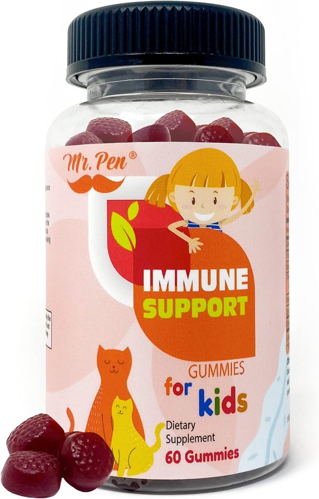 Pen Elderberry Vitamin C Zinc Gummys先生 给孩子的 \ 60 计算 \ 2 个月供应 + 4 年, 免疫 支持 Gummys, 低糖, 非转基因生物, Vegan, Gluten Free, Pectin Chews