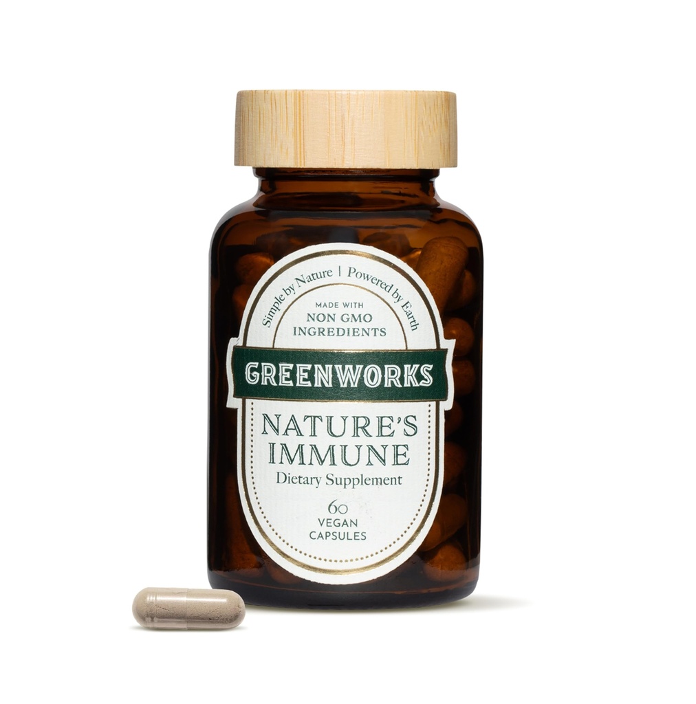 Greenworks Nature的Immune – 有机日产Immune 支持长莓, Echinacea, Ginger, Turmeric & Medinal 蘑菇 – Vegan, Non-GMO, Gluten-Free – 30 services.