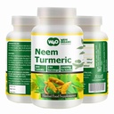 Neem Turmeric Capsules(表) - 高概率的Azadirachta Indica牌匾,Neem叶片和等比例的Turmeric牌匾 - 300张牌匾,150张牌匾,1000 Mg. Pack of 1.