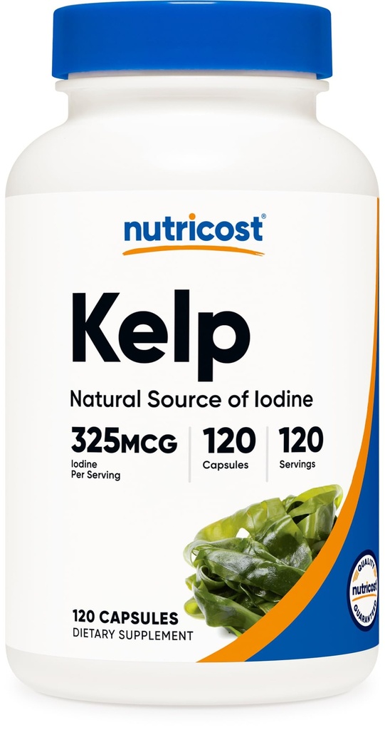 营养成本 Kelp Capsules, 325mcg 碘, 120 capsules, 蔬菜, 非GMO 和 Gluten 免费